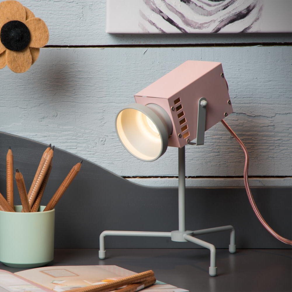 LED Tischleuchte Beamer in Rosa und Grau 3W 70lm