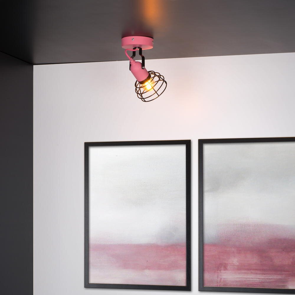 Lucide Pola Deckenstrahler, Deckenspots & Aufbaustrahler Kinderzimmer modern Rosa Metall E27 1-flammig