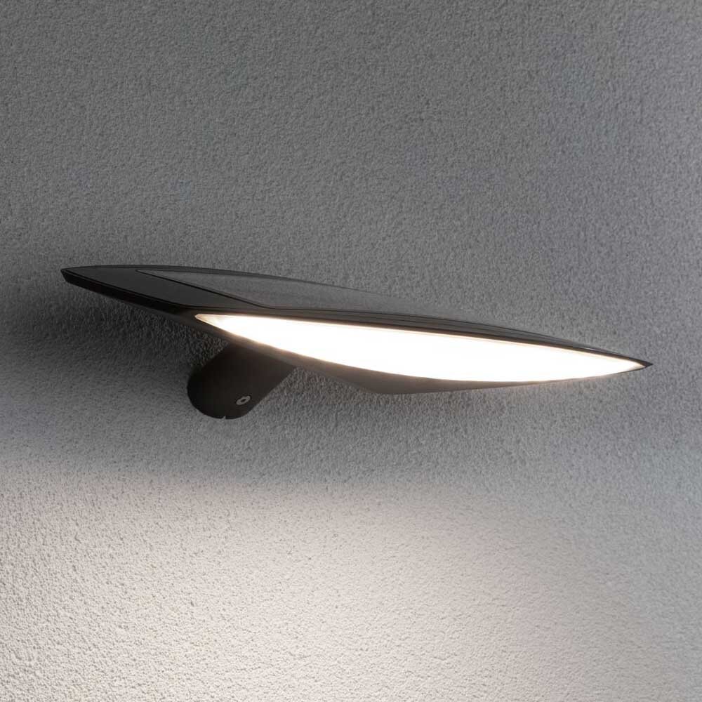 Paulmann Außen-Wandleuchte Outdoor Solar Kiran, Anthrazit IP44 280lm Warmweiß mit Bewegungsmelder