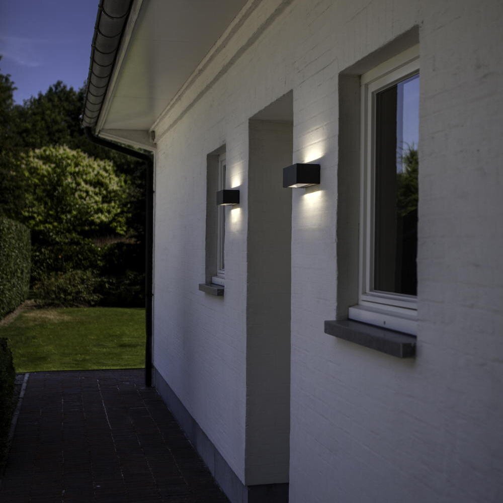 LED Wandleuchte Gemini in Schwarz 2x10W 1230lm IP54 warmweiß 2-flammig