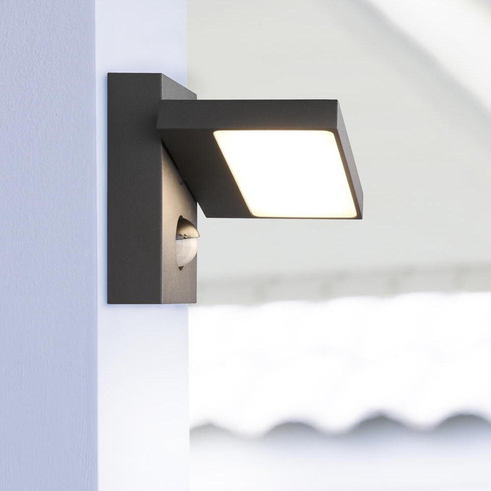 LED Wandleuchte Horton in Anthrazit 8W 1000lm IP54 mit Bewegungsmelder