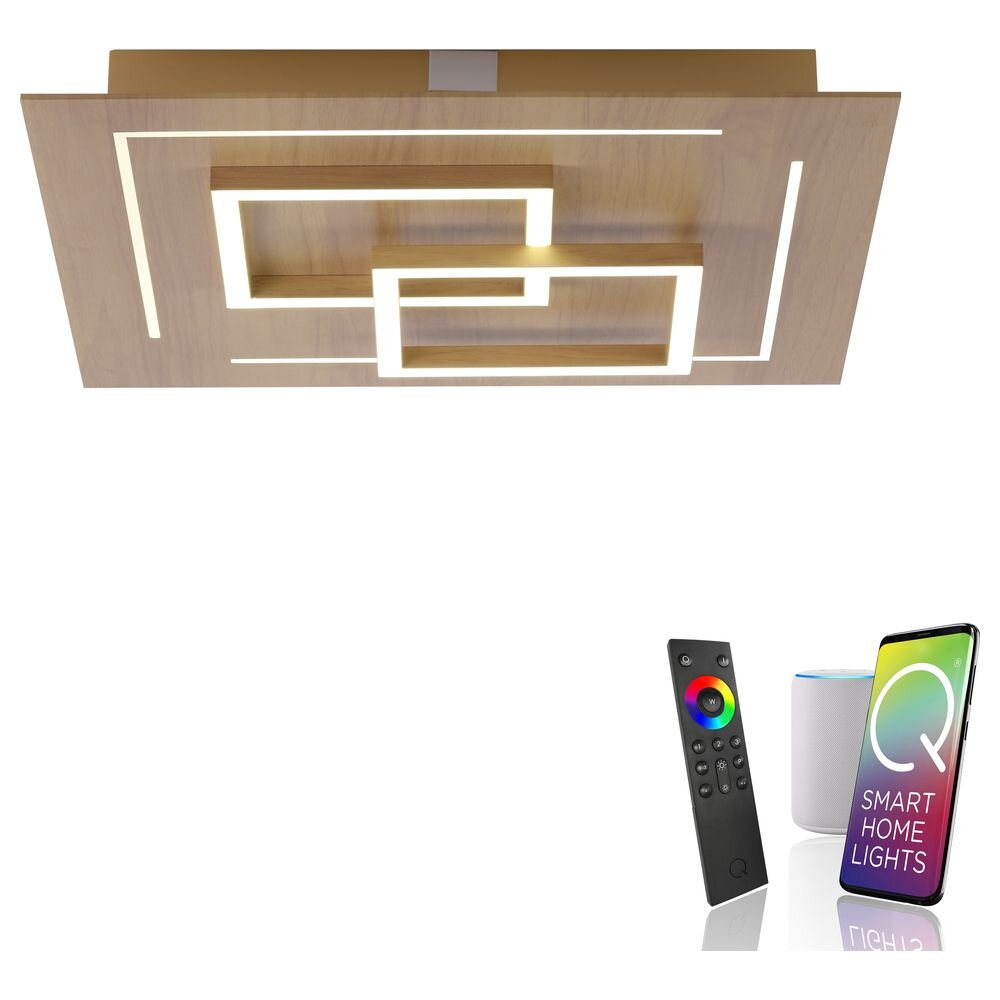 Q-Smart LED Deckenleuchte Q-Linea in Natur-hell und Silber 4x 10W 4400lm