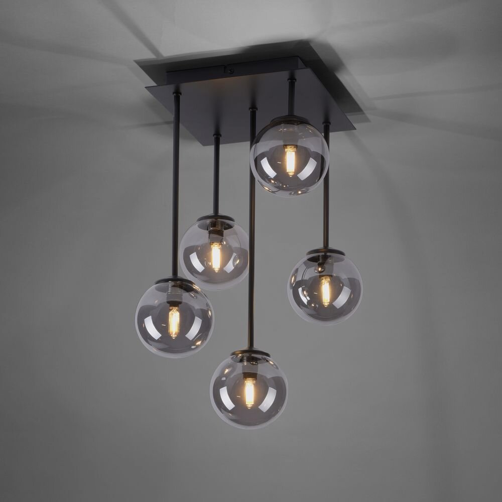 LED Deckenleuchte Widow in Schwarz 5x 3W 1500lm G9 5-flammig
