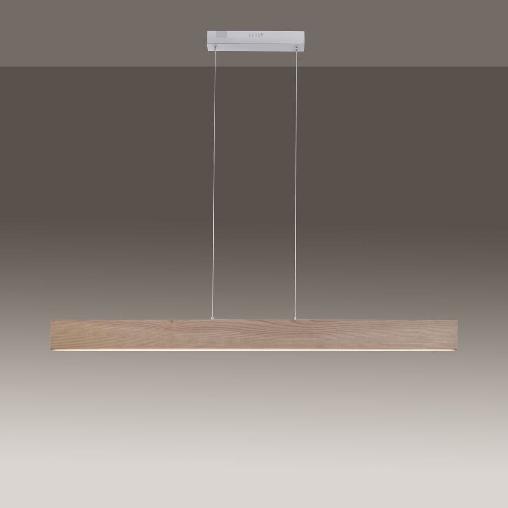 Q-Smart LED Pendelleuchte Q-Timber in Natur-hell und Silber 30W 3960lm