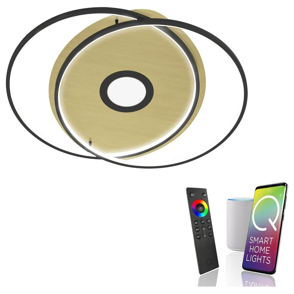 Q-Smart LED Deckenleuchte Q-Amira in Schwarz 40W 4900lm