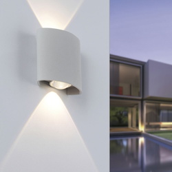 LED Wandleuchte Carlo in Silber pulverbeschichtet IP54