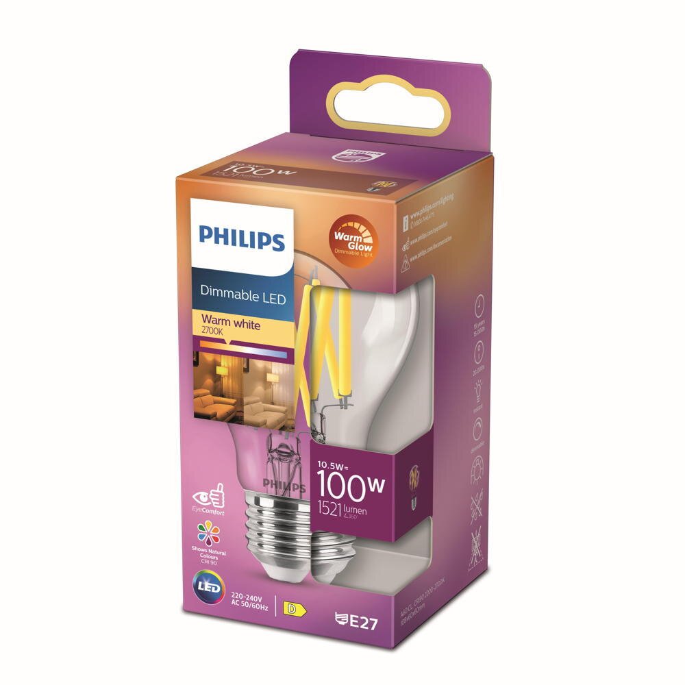 Philips LED Filament Lampe E27 Birne - A60 11,5W 1560lm 2200-2700K dimmbar günstig online kaufen