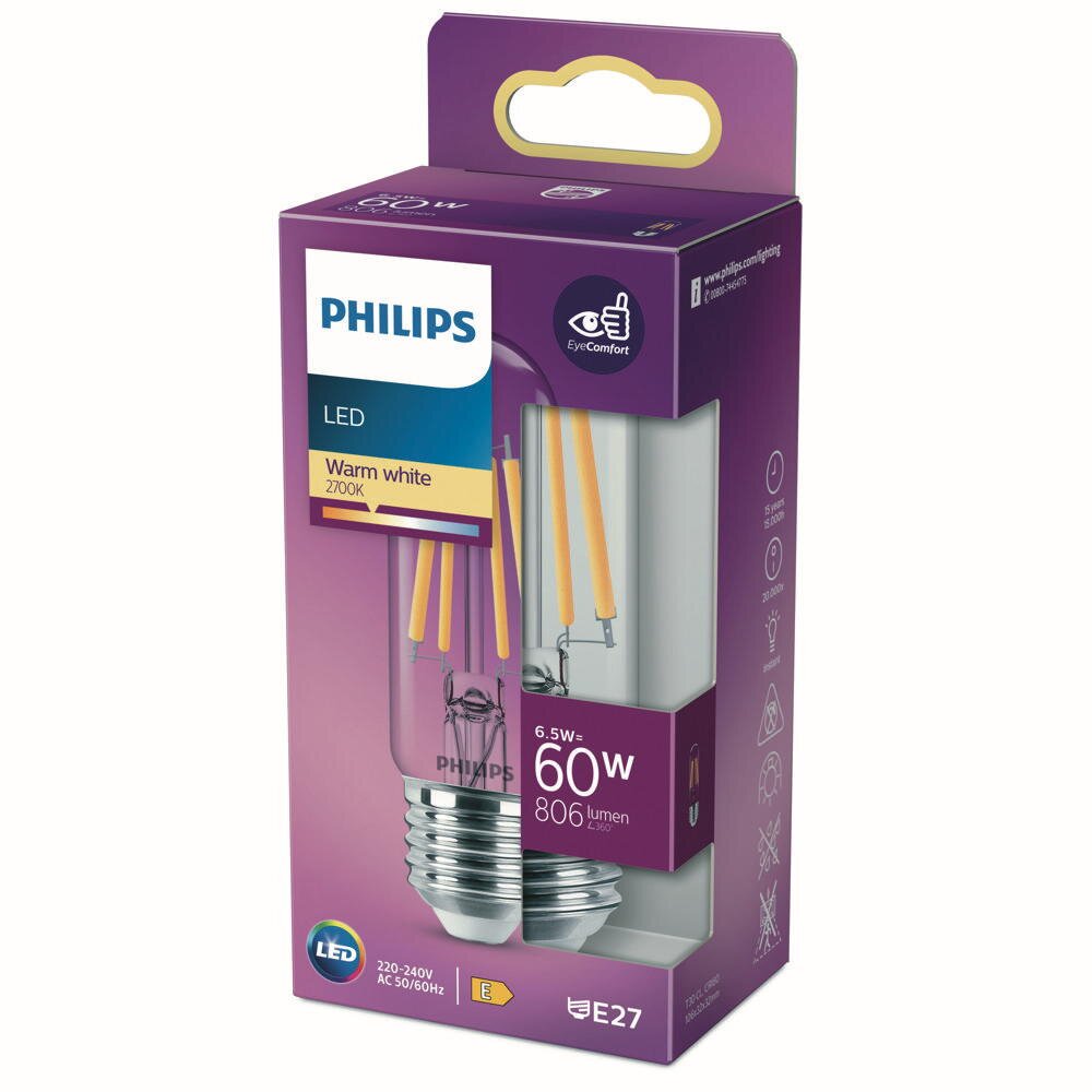 Philips LED Filament Lampe E27 Röhre - T30 6,5W 806lm 2700K Einerpack günstig online kaufen