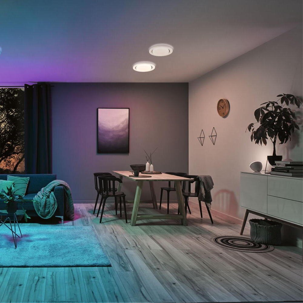 Paulmann Rainbow Deckenlampe & Deckenbeleuchtung, Deckenlampe & Deckenlicht Wohnzimmer Schlafzimmer Flur LED modern Chrom Weiß Kunststoff 1-flammig