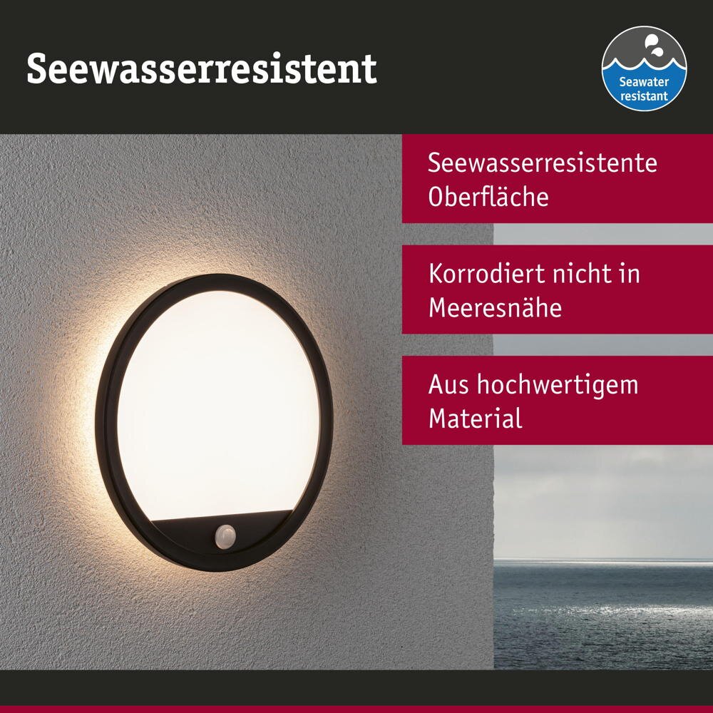 LED Wand- und Deckenleuchte Lamina in Schwarz 14,5W 1200lm IP44 mit Bewegun günstig online kaufen