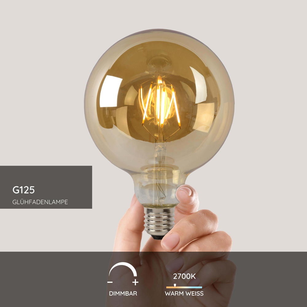 LED Filament Lampe E27 Globe - G125 8W 900lm 2700K dimmbar Einerpack günstig online kaufen