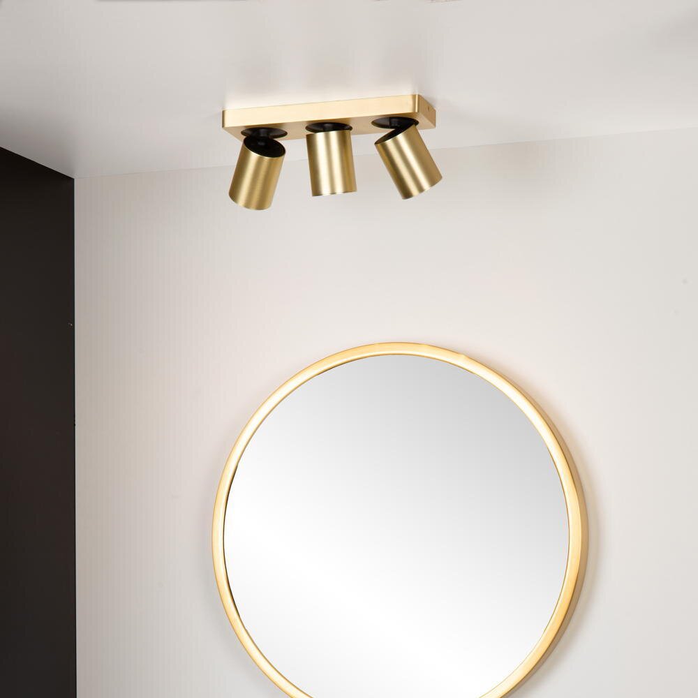 Lucide NIGEL Deckenstrahler, Deckenspots & Aufbaustrahler Wohnzimmer Esszimmer Schlafzimmer LED modern Gold-matt Aluminium GU10 3-flammig