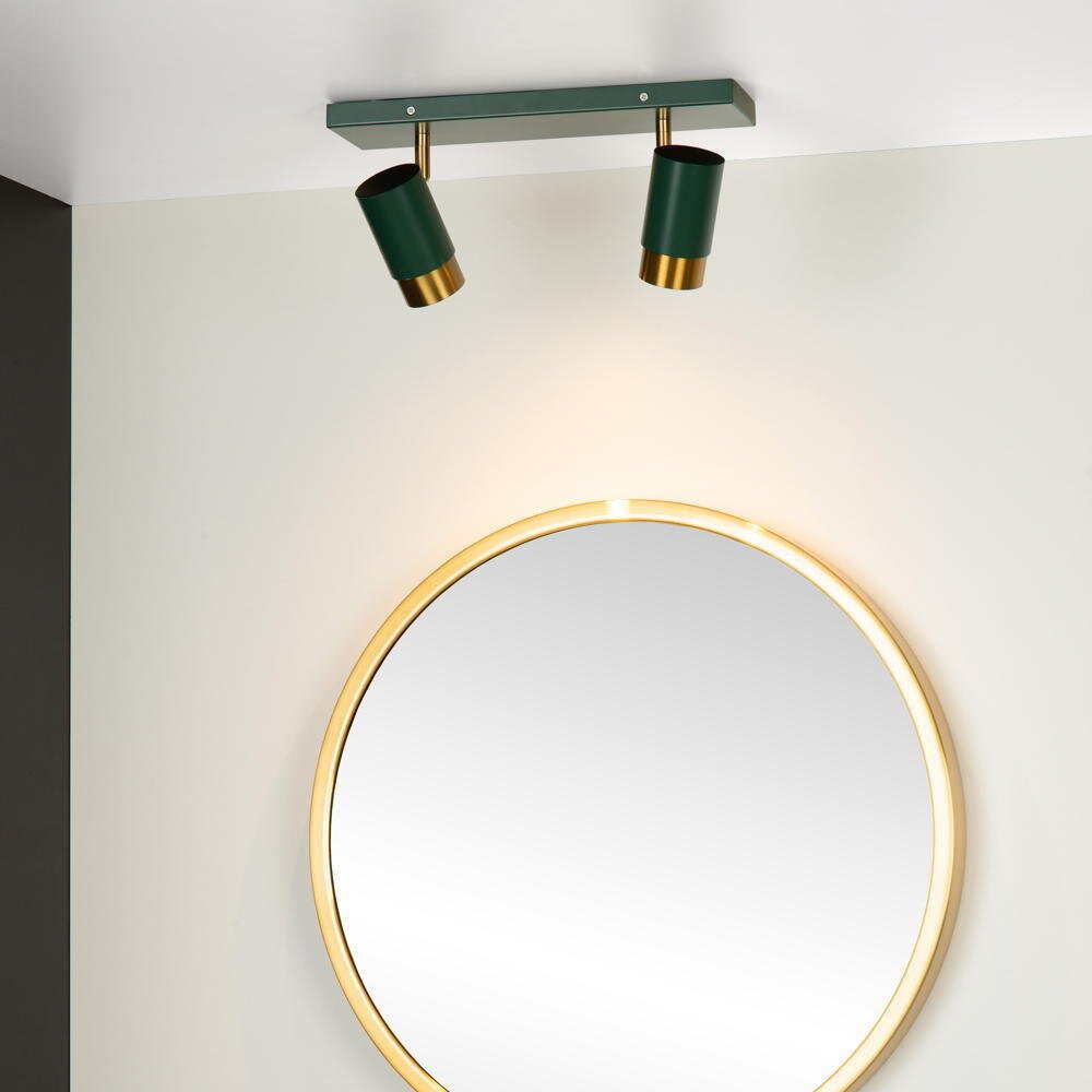 Lucide FLORIS Deckenstrahler, Deckenspots & Aufbaustrahler Wohnzimmer Esszimmer Flur modern Grün Aluminium GU10 2-flammig