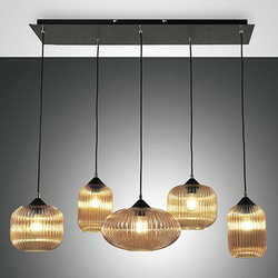 Pendelleuchte Gillis in Amber und Schwarz E27 3-flammig...