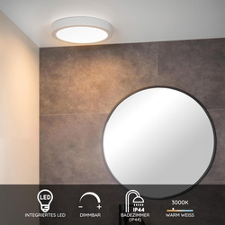 LED Deckenleuchte Brice in Weiß 30W 3000K 1853lm...
