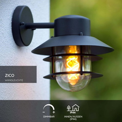 Wandleuchte Zico in Schwarz E27 IP44 [Gebraucht - Gut]