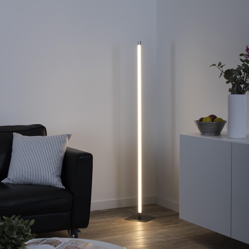 famlights | LED Stehleuchte Alexia in Silber 10,8W 1200lm gebogen günstig online kaufen