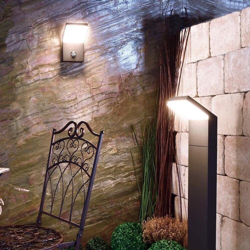 LED Wandleuchte Tucanae in Dunkelgrau 18W 1650lm IP54 mit Bewegungsmelder günstig online kaufen