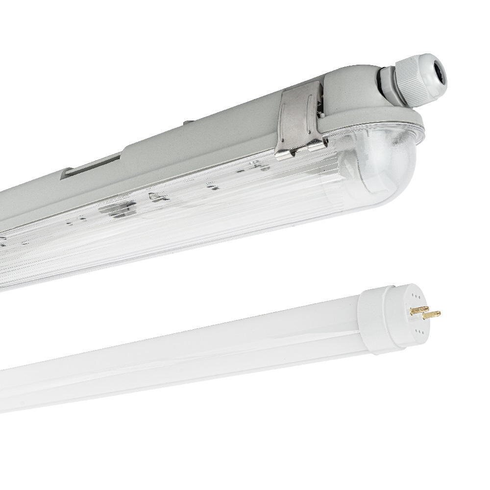 LED Feuchtraum Wannenleuchte Mason in Transparent und Grau 18W 1800lm G13 IP65 1-flammig