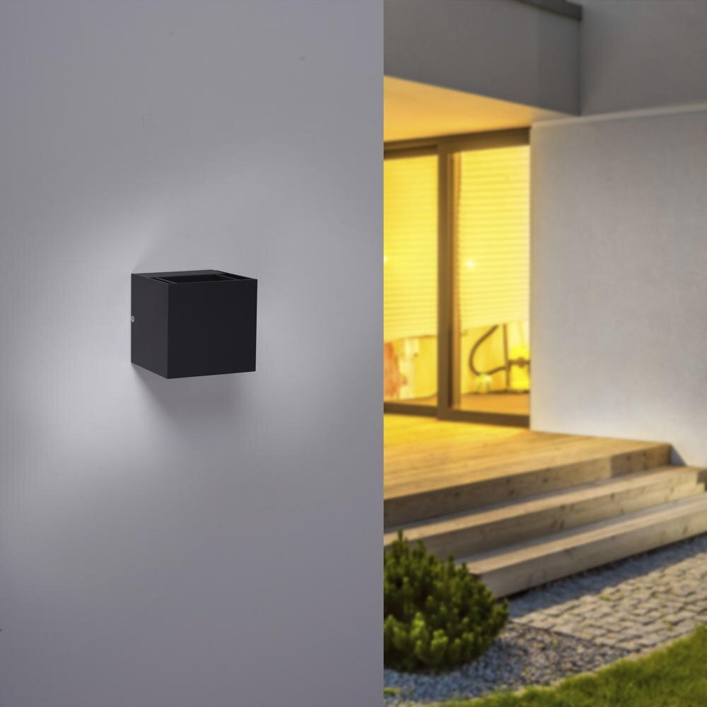 LED Wandleuchte Block in Anthrazit 2x 3,25W 420lm IP54 günstig online kaufen