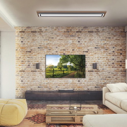 LED Deckenpanel Palma in Natur-dunkel und Schwarz 2x24W...