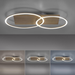 LED Deckenleuchte Palma in Natur-dunkel und Silber 2x15W...