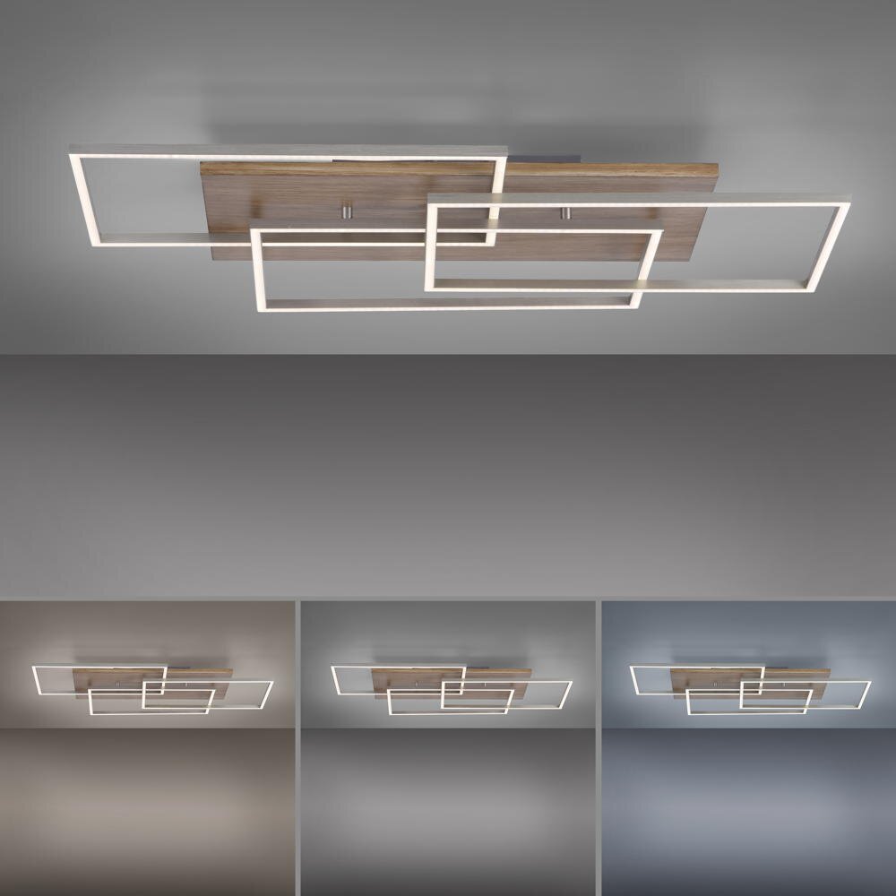 LED Deckenleuchte Palma in Natur-dunkel und Silber 3x 13,3W 2500lm günstig online kaufen