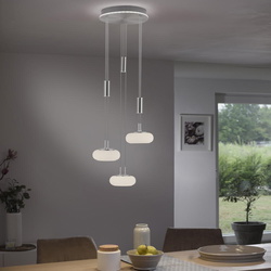 LED Pendelleuchte Q-Etienne in Silber 4x11,67W 2000lm
