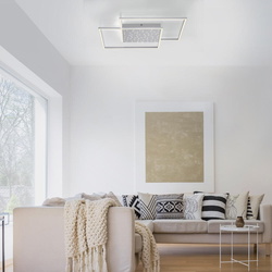 LED Deckenleuchte Yuki in Silber 2x28,5W 3550lm eckig