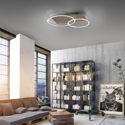 LED Deckenleuchte Palma in Natur-dunkel und Silber