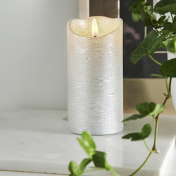 LED Kerze Flamme Rustic in Silber 0,03W 150mm