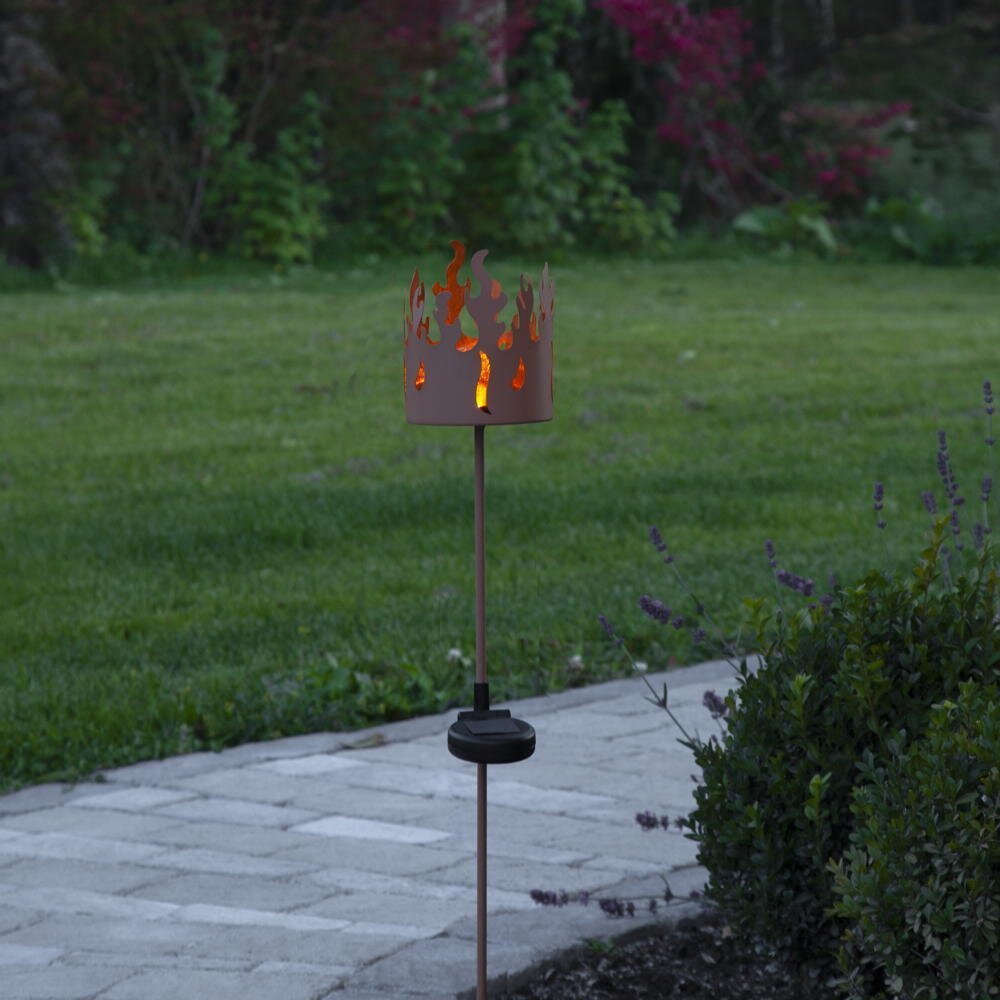 LED Solar Dekoleuchte Torchy in Rostfarbig 0,06W IP44 mit Dämmerungssensor