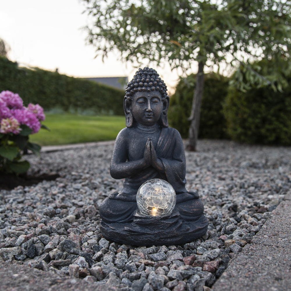 LED Solar Dekoleuchte Buddha in Anthrazit 0,06W IP44 mit Dämmerungssensor