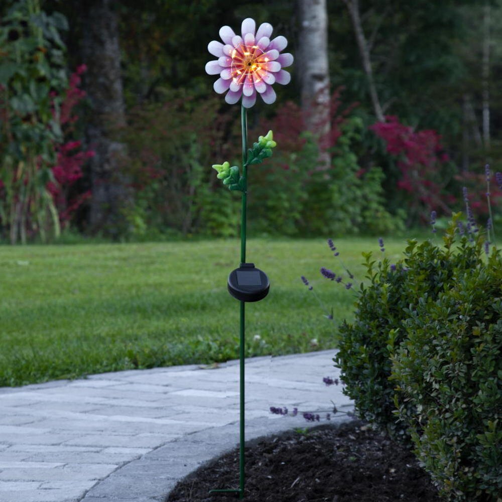 LED Solar Dekoleuchte Pink Daisy in Mehrfarbig 0,03W IP44 mit Dämmerungssensor