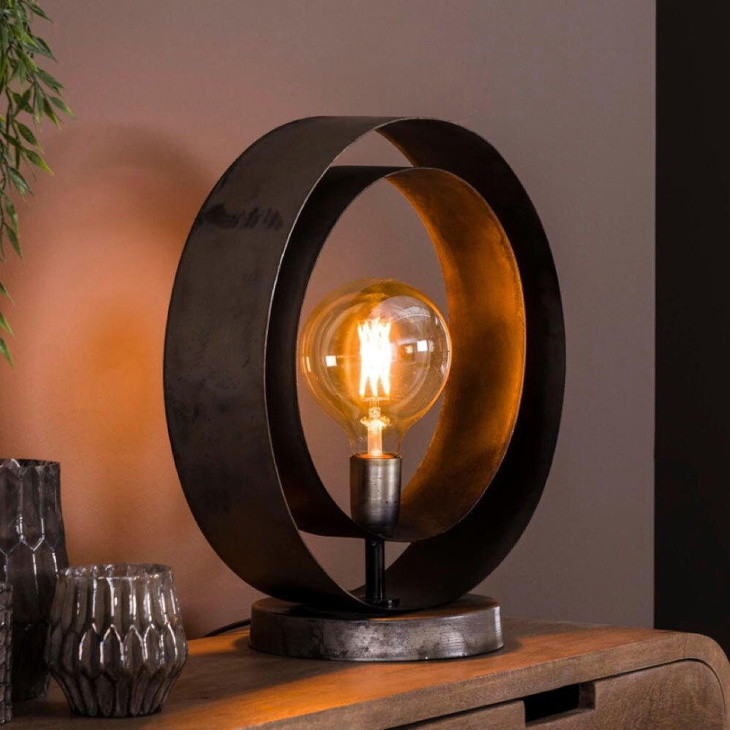 famlights | Tischleuchte Jona in Altsilber E27