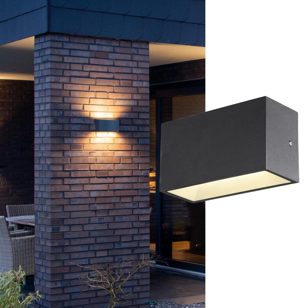 LED Wandleuchte Sitra M in Anthrazit 2x 7W 1600lm IP65