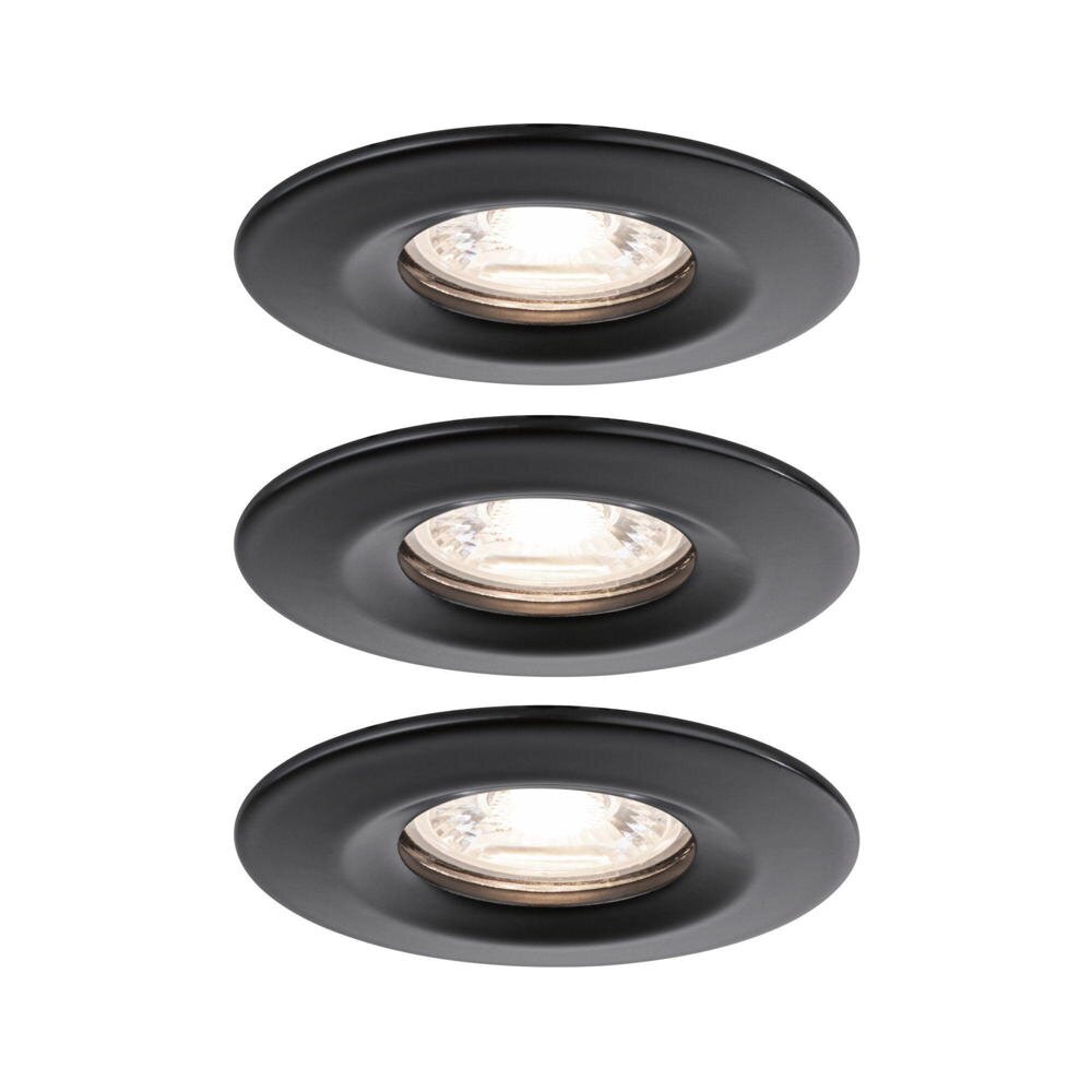 Paulmann Nova Mini Coin Einbaustrahler & Einbauleuchte Wohnzimmer Schlafzimmer Esszimmer LED IP23 schlicht Schwarz-matt Metall 3-flammig