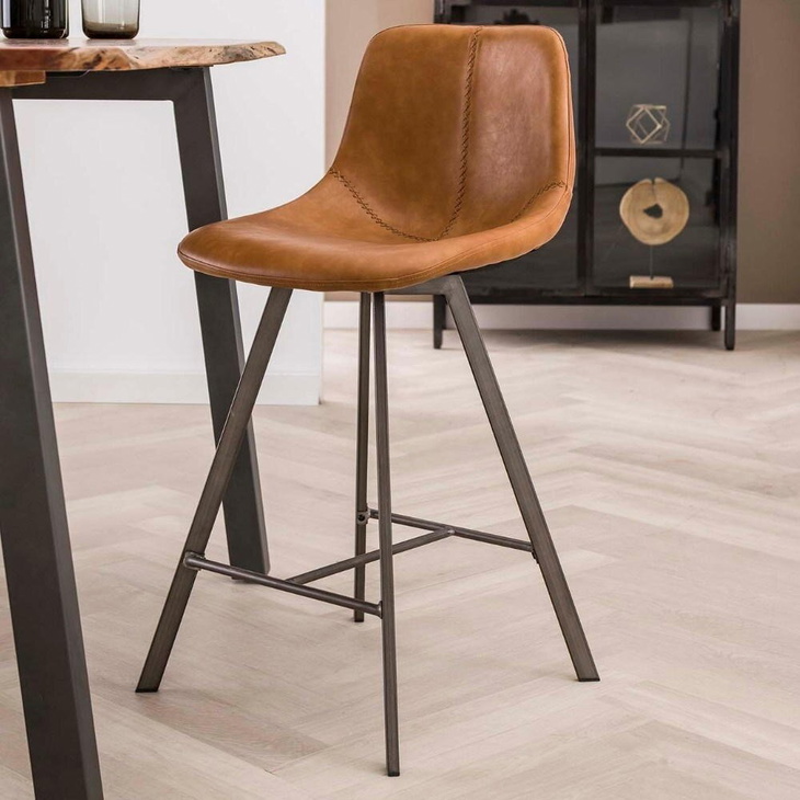 RINGO-Living Barstuhl Eluana in Cognac und Silber