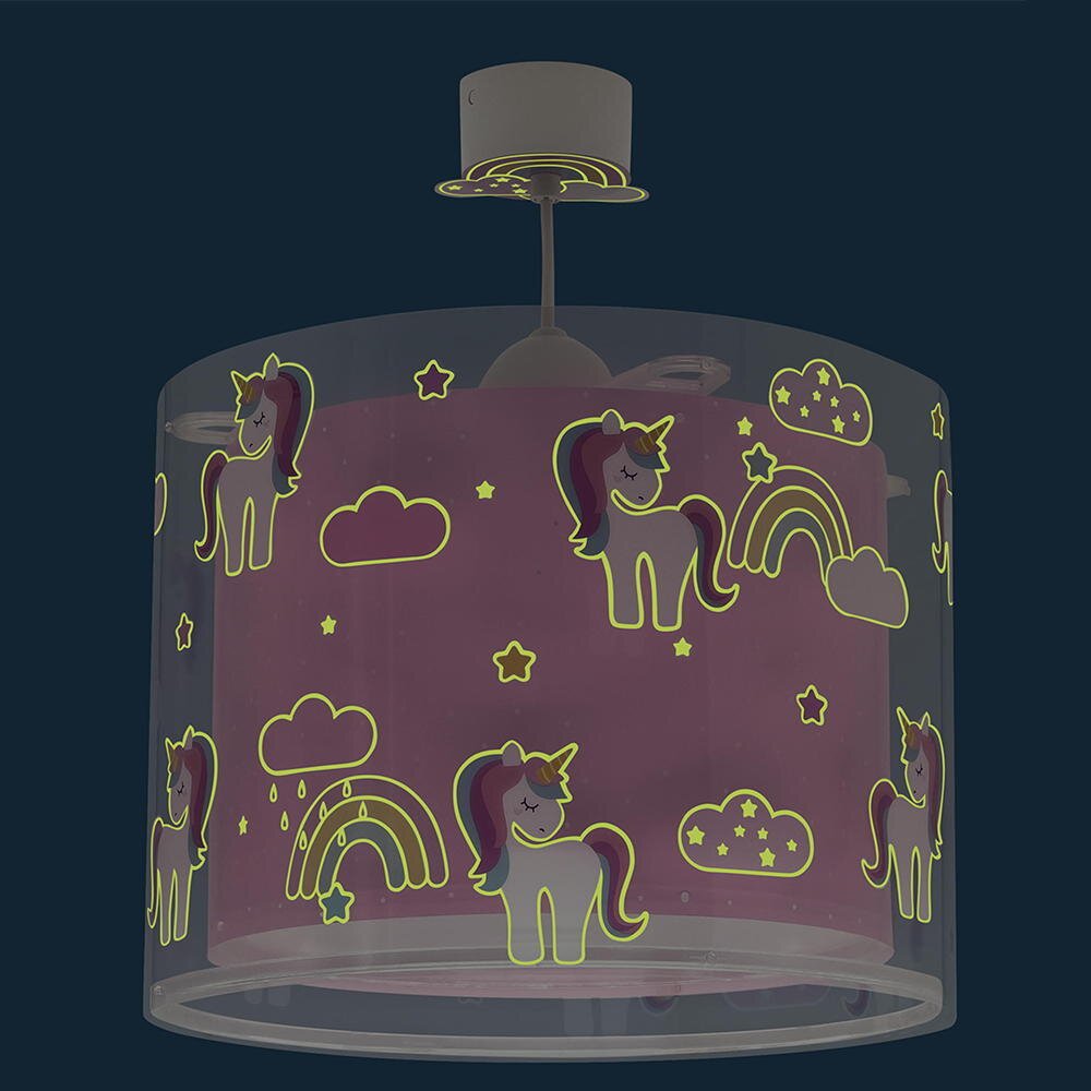 Kinderzimmer Pendelleuchte Unicorns in Rosa und Weiß E27 günstig online kaufen