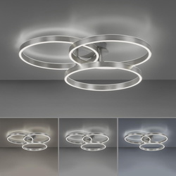 LED Deckenleuchte Paan in Silber 3x 13,3W 3999lm rund