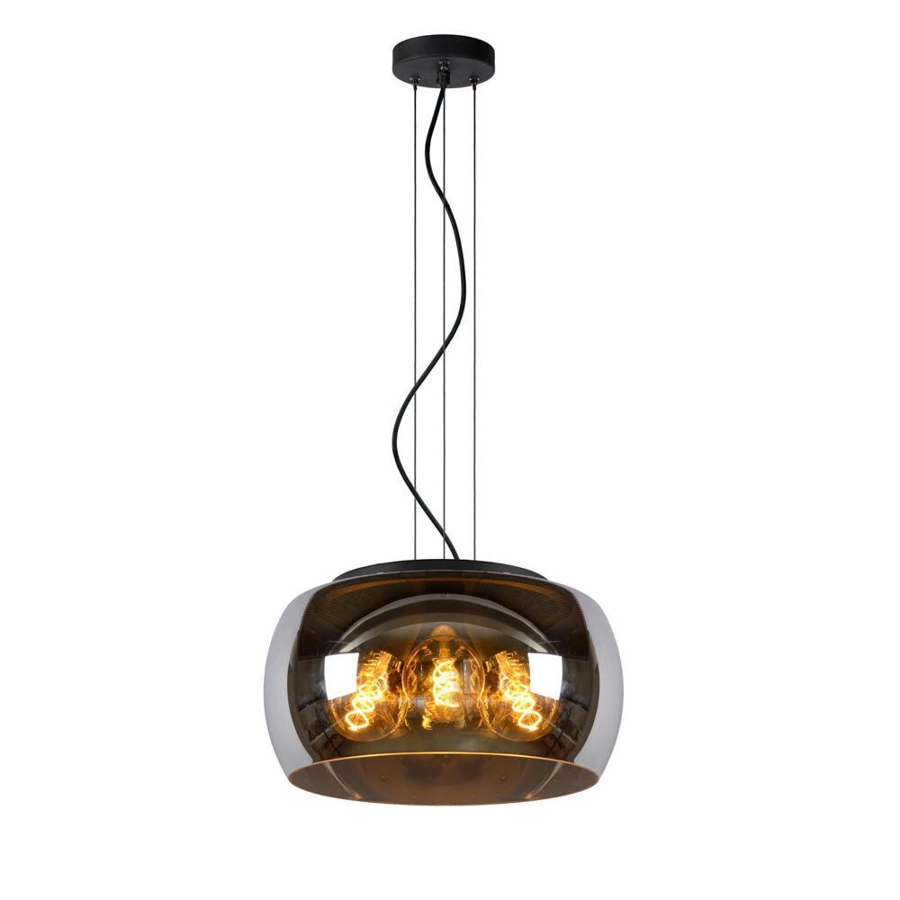 Pendelleuchte Olivia in Schwarz-transparent E27 3-flammig 400mm günstig online kaufen