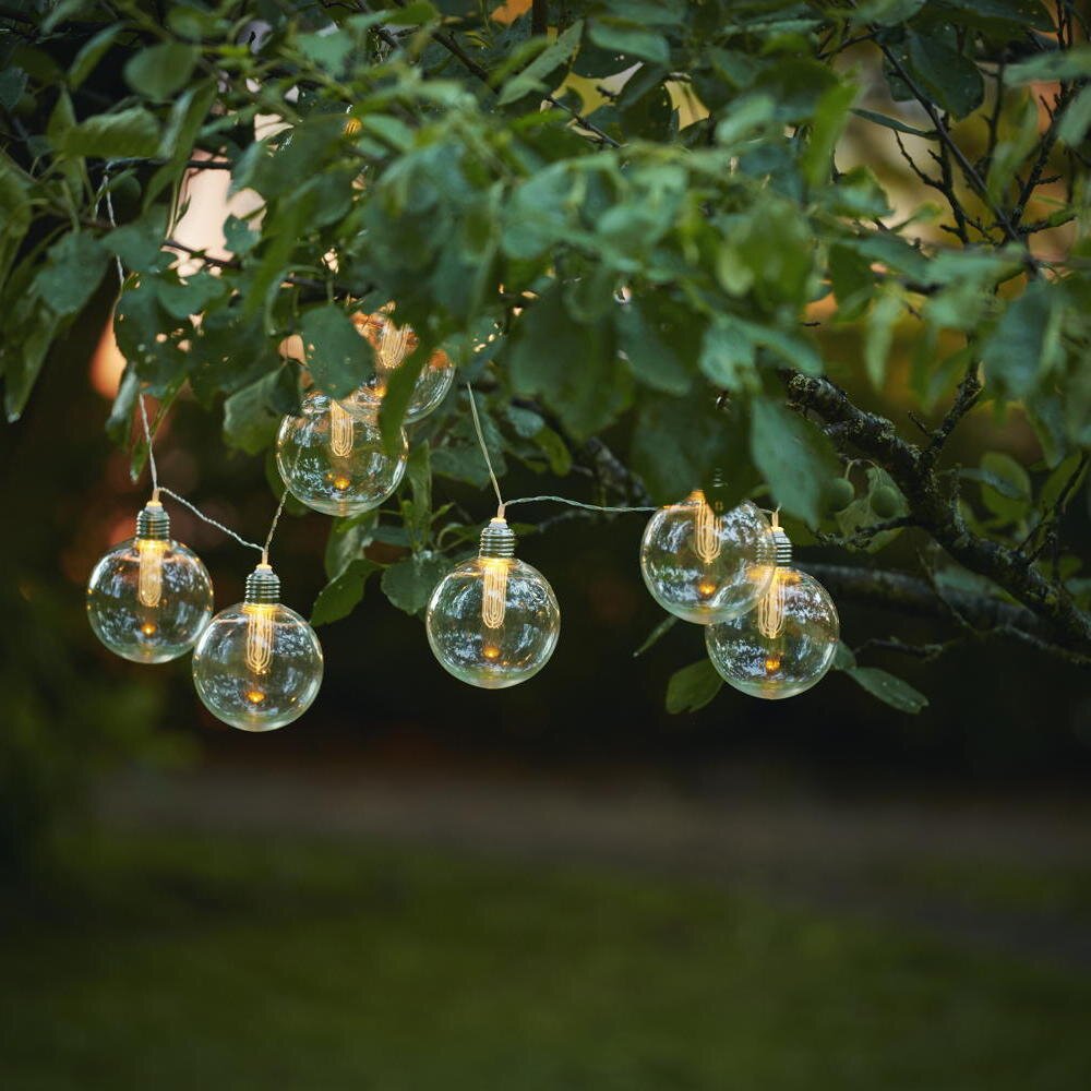 LED Solar Lichterkette Chania in Transparent 8x 0,03W mit Dämmerungssensor