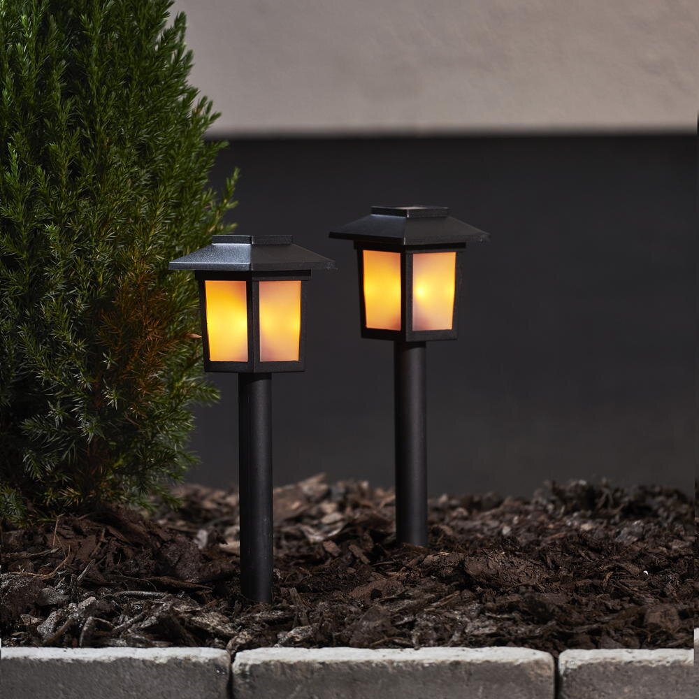 LED Solar Wegeleuchte Flame Mini in Schwarz 2x 0,06W IP44 mit Dämmerungssensor und Erdspieß