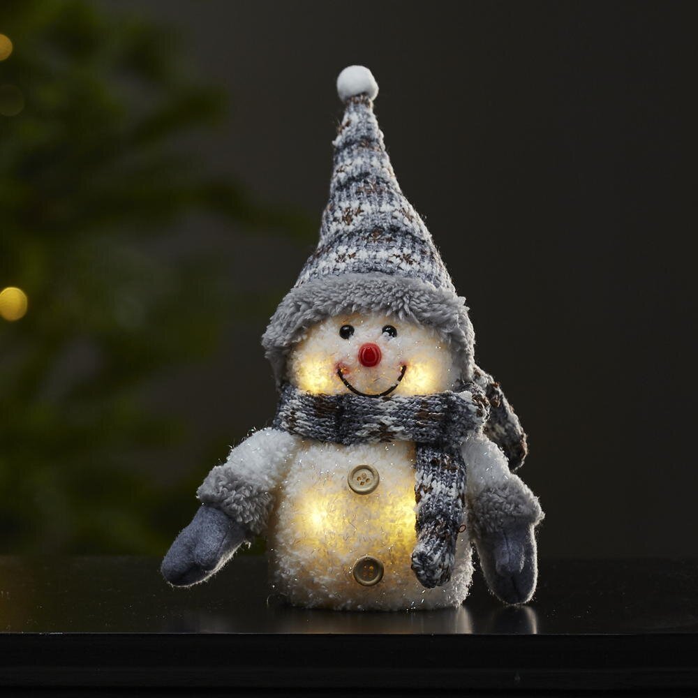 LED Lichtobjekt Joylight Schneemann in Weiß und Grau 0,24W