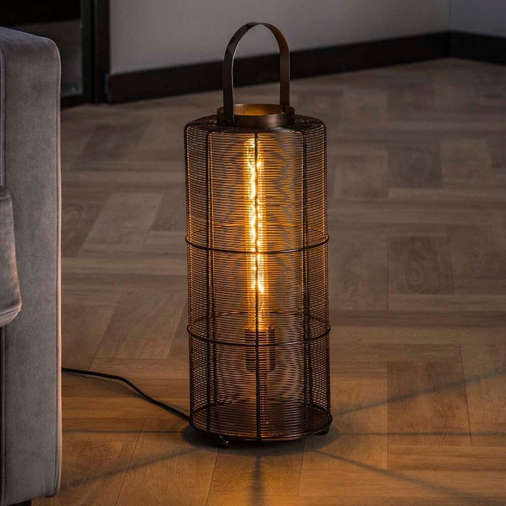famlights | Stehleuchte Levi in Altsilber E27 1-flammig 430mm