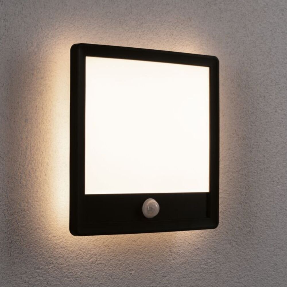 Paulmann Lamina Außenleuchte mit Sensor Balkon Garage & Carport LED IP44 modern Schwarz Kunststoff 1-flammig