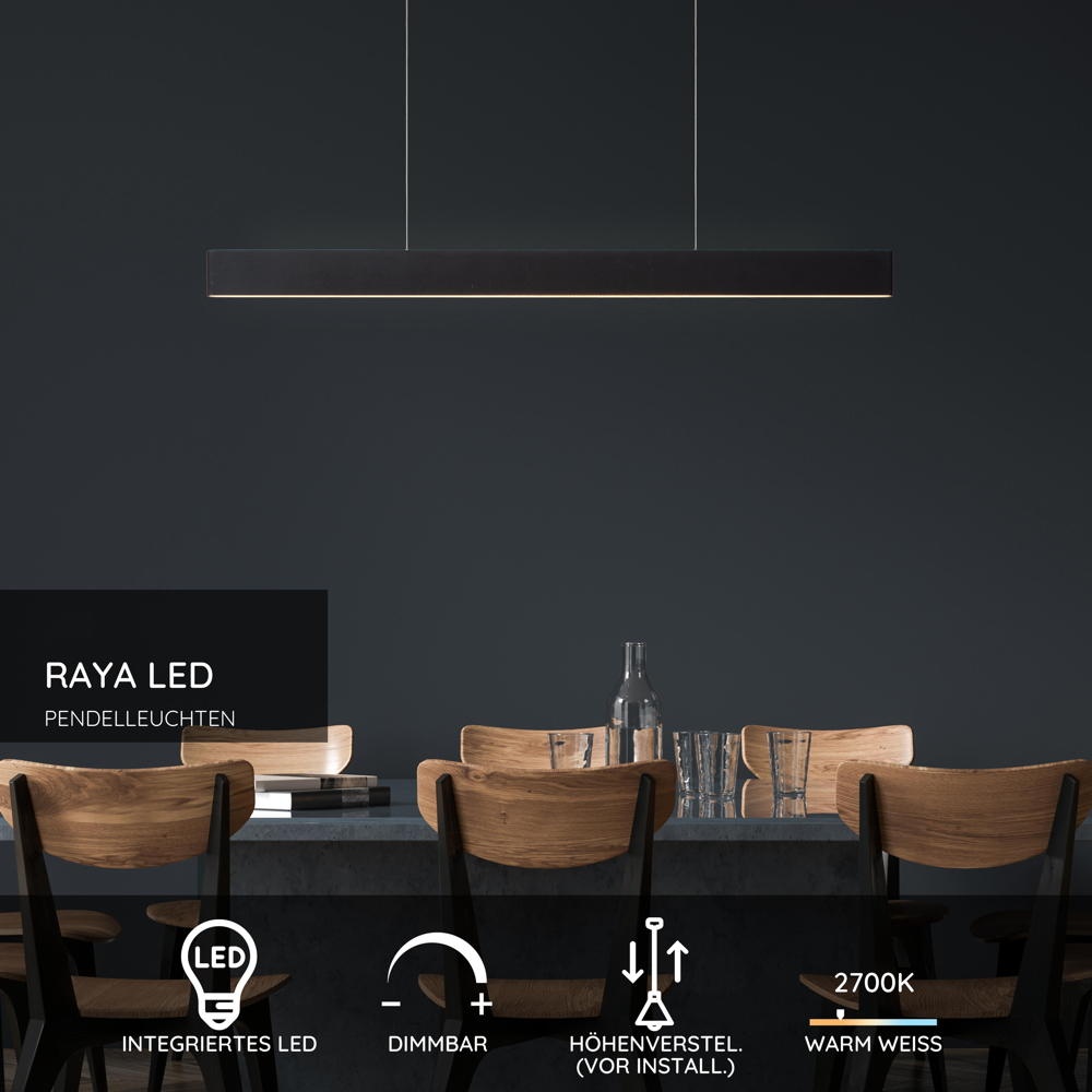 LED Pendelleuchte Raya in Schwarz 36W 1150lm günstig online kaufen