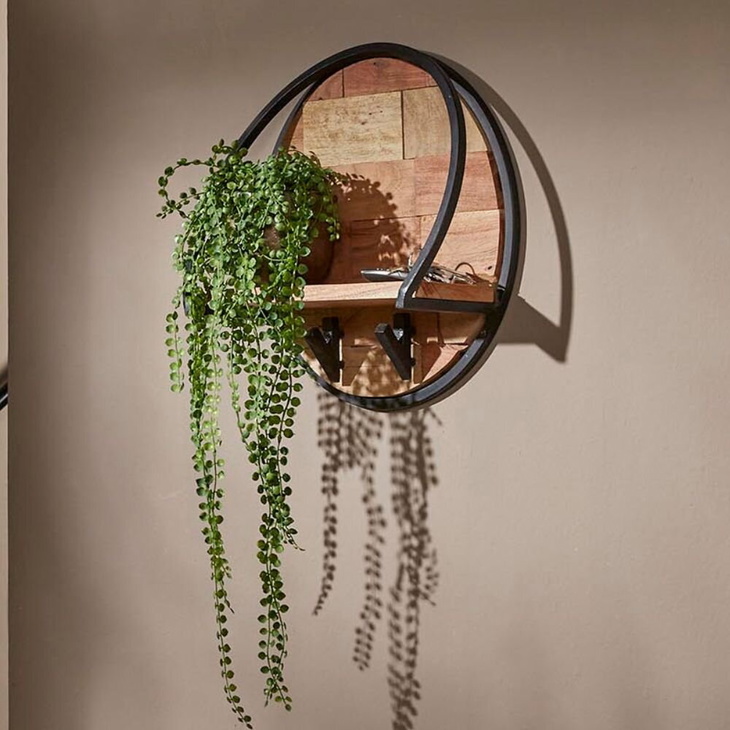 RINGO-Living Massivholz Garderobe Charu mit 2 Haken in Natur-hell und Schwarz-matt 400mm