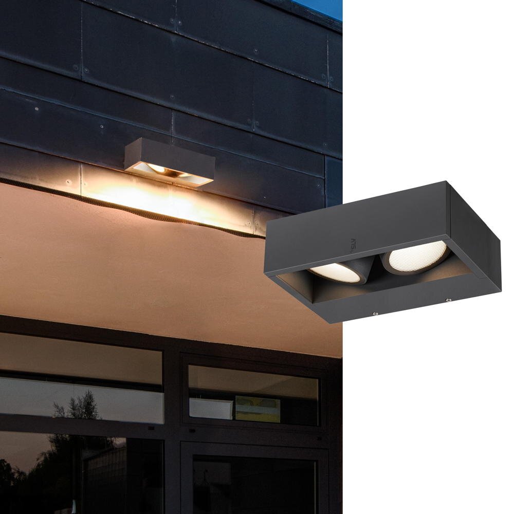 LED Wandleuchte Eskina Frame in Anthrazit 2x 13,5W 2200lm IP65