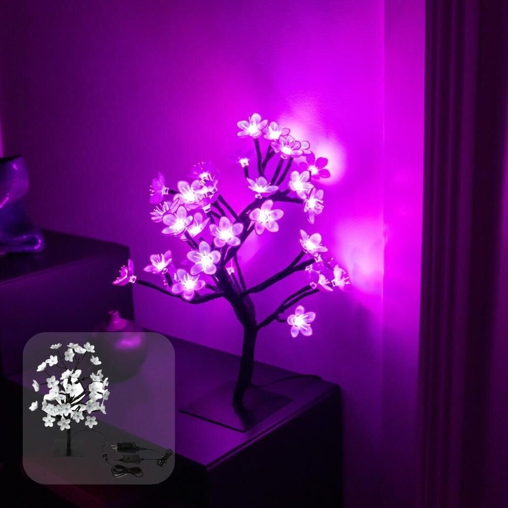 Smarte WLAN LED Tischleuchte RGB Cherry Blossom in Schwarz und Transparent 10W IP44